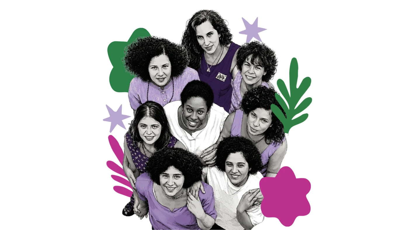 Ilustração de acolhimento e cuidado no Coletivo Feminista